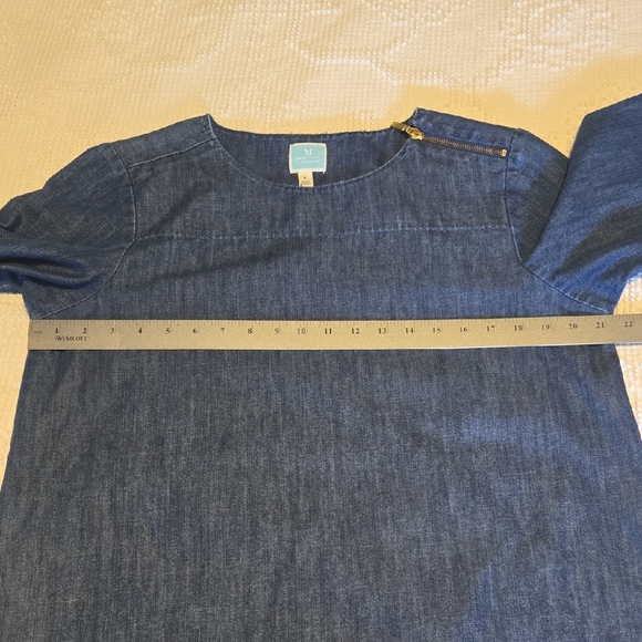 Martha Stewart Dark Denim Blouse Medium - Picture 5 of 6